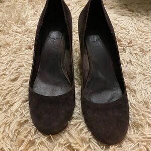 Brown suede wedges
